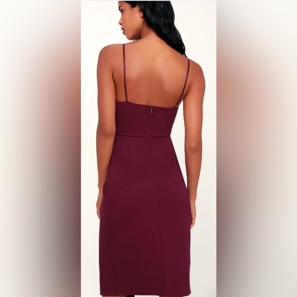 Lulus Have You Heard Plum Purple Surplice Midi Body Con Dress Size Small - Picture 6 of 12
